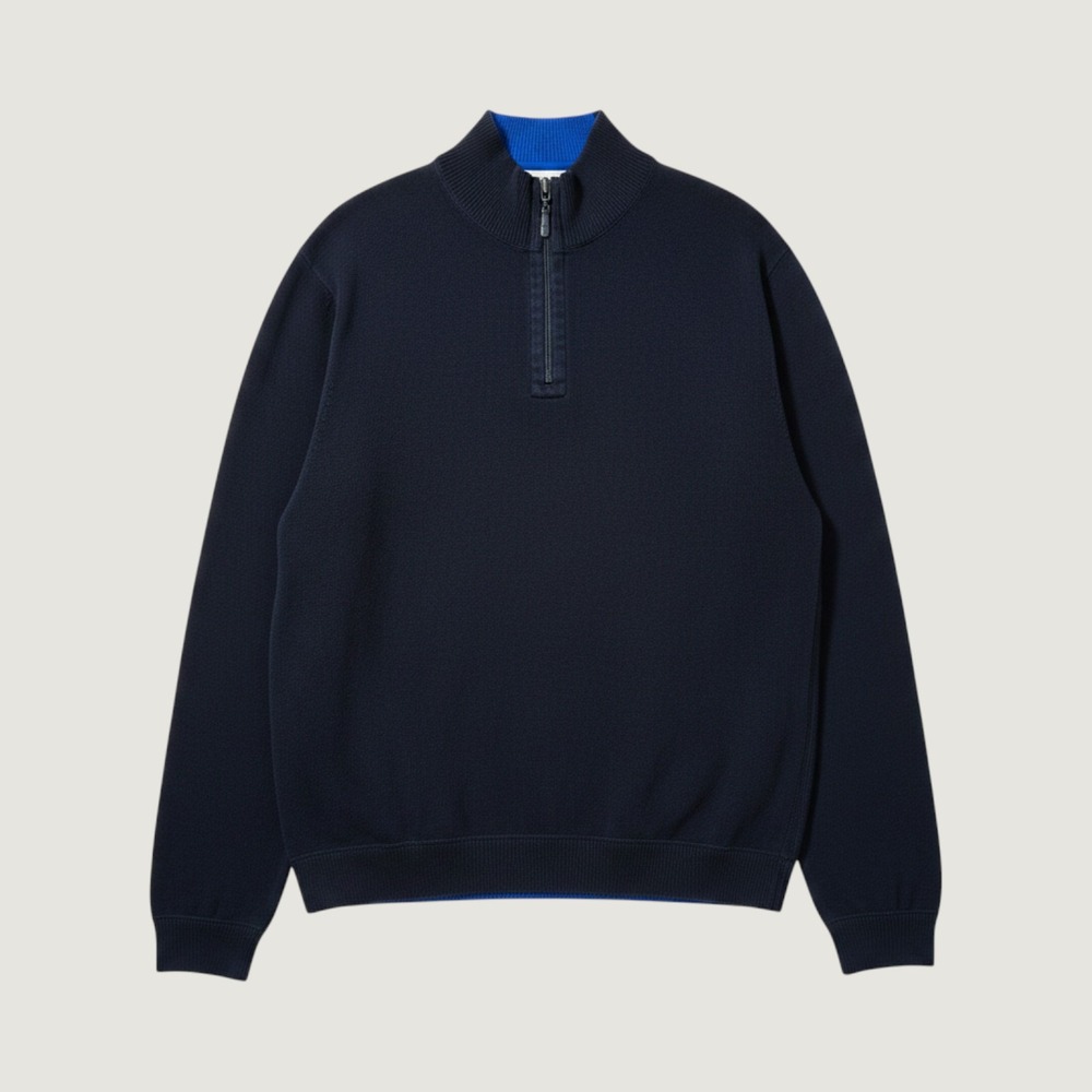 Tommy Bahama‎ Reversible Quarter Zip Pullover Sweater Black Blue Marlin Mens